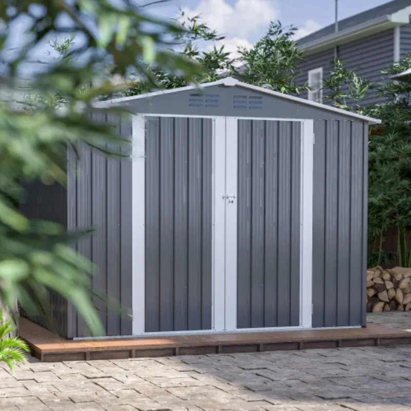 

8 X 6 FT Outdoor Waterproof Garden Tool Storage Sheds With Metal Foundation With Floor Frame