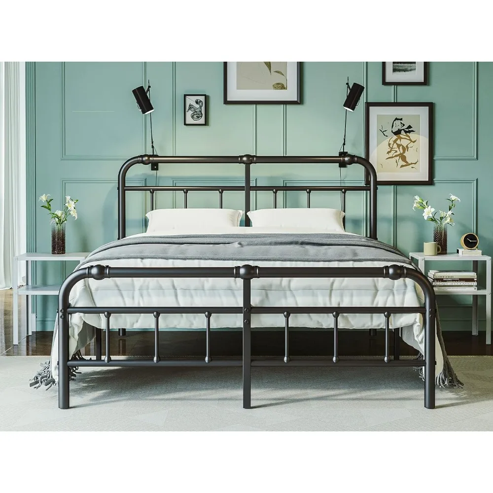 

Оправа для кровати с изголовьем и подножкой, 18-дюймовая металлическая платформа, размер King-Size, оправа для кровати