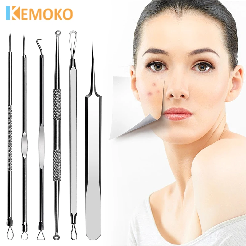 

Stainless Steel Blackhead Removal Tool Set Acne Blackhead Clip Tweezers Dots Pore Cleaner Acne Needle Skin Cleanning Care Tools