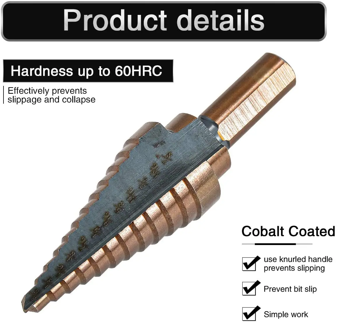BƯỚC KHOAN 5PCS HSS Coban Titan Bước Khoan Nhiều Lỗ 50 Kích Thước Thép Tốc Độ Cao Khoan có Túi Đựng