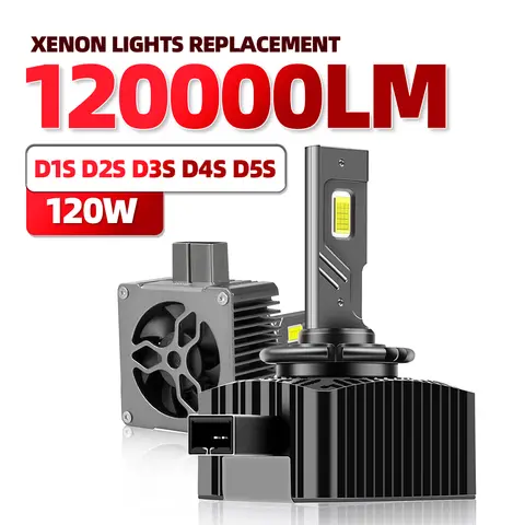 D2S LED 전구 6000K 120W 높은 낮은 빔 D1S D3S D4S 크세논 교체 조명 크세논 전구가있는 ​​자동차 용 슈퍼 밝은 변환 키트