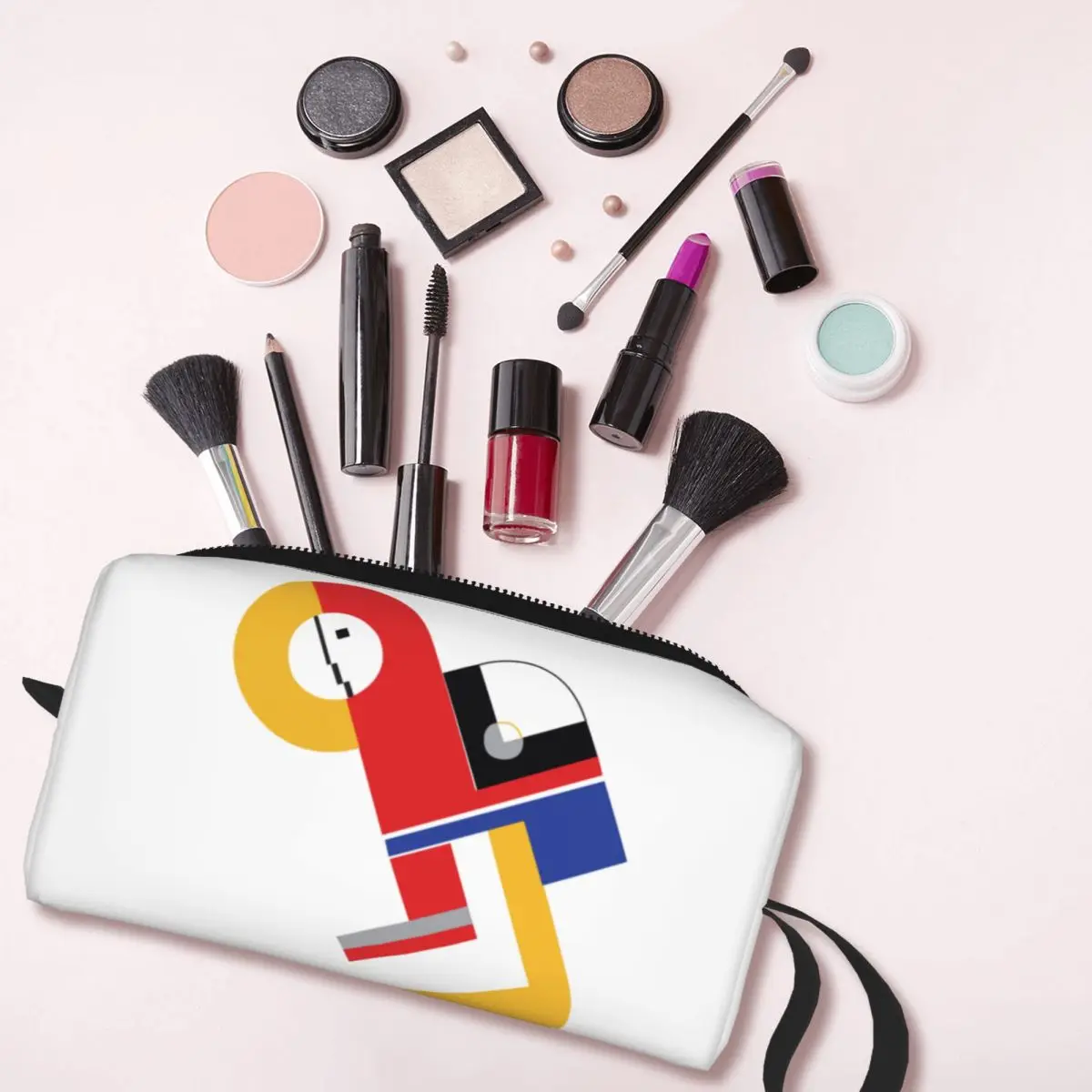 Bauhaus Kleur Blok Geometrische Lijn Moderne Make-Up Tas Vrouwen Reizen Cosmetische Organizer Minimalistische Abstracte Opslag Toilettassen