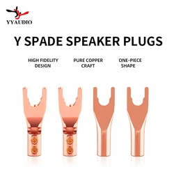 Yyaudio 4 Stuks Vergulde Y Spade Luidsprekerstekkers Audio Schroef Vork Connector Adapter Hifi Speaker Spade Banaan Plug Draad connector