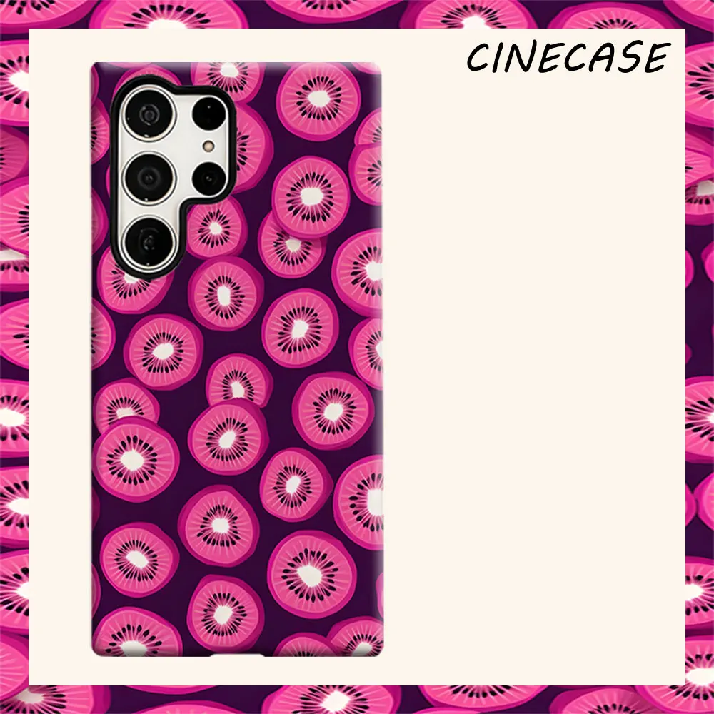 Pink Kiwi Slices For Samsung Galaxy S26 S25 S24 A56 A36 Dual Layer Luxury Fashion Full Lens Protective Case