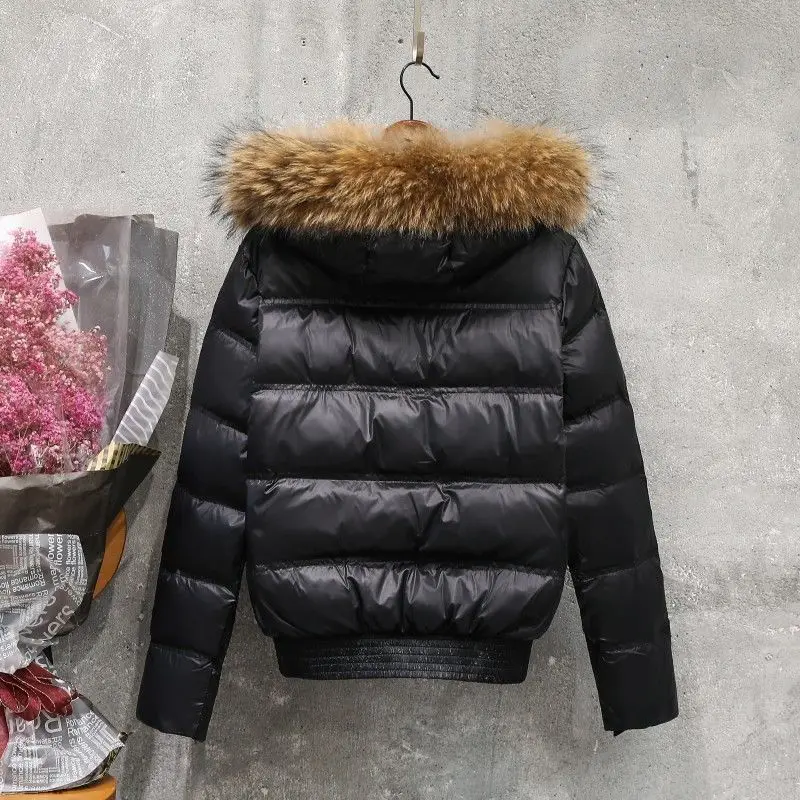 Vrouwelijke Overjas Mode Warme Capuchon Vrouwen Donsjack Winter Grote Haar Kraag Effen Kleur Vrouwen Donsjack JJ1145