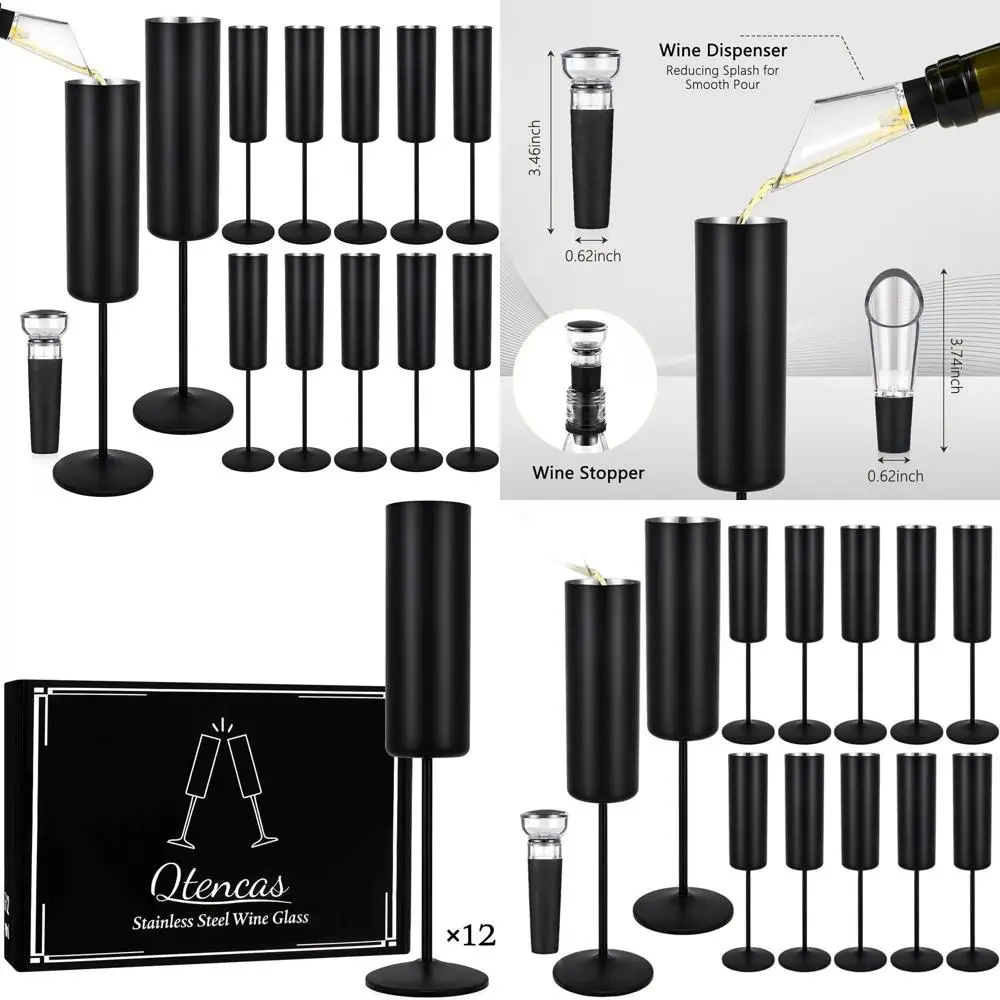 

Set of 12 Insulated 6oz Stainless Steel Champagne Glasses, Reusable for Parties, Weddings, and Special Occasions