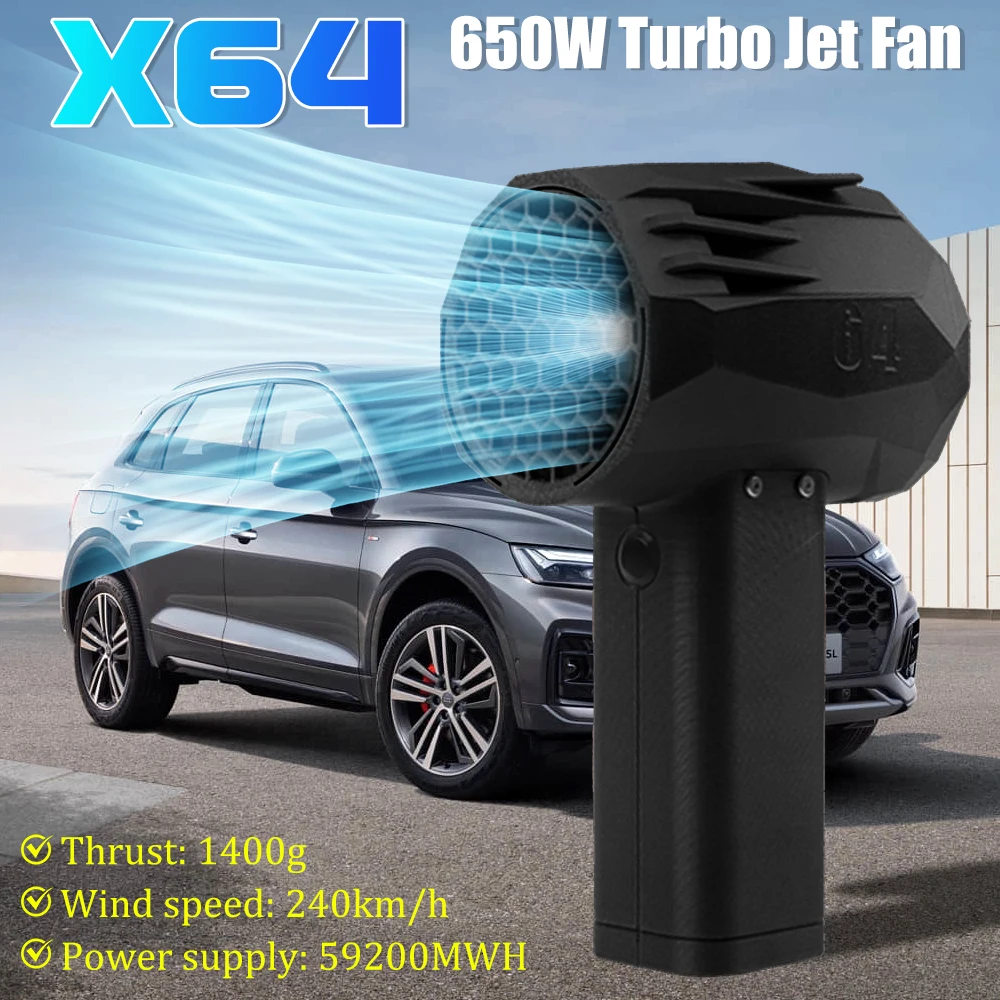 Dryer Blower 650W Rechargeable 240km/h Wind Speed Portable Handheld Turbo Fan 1400g Thrust 20W Fast Charging for Home