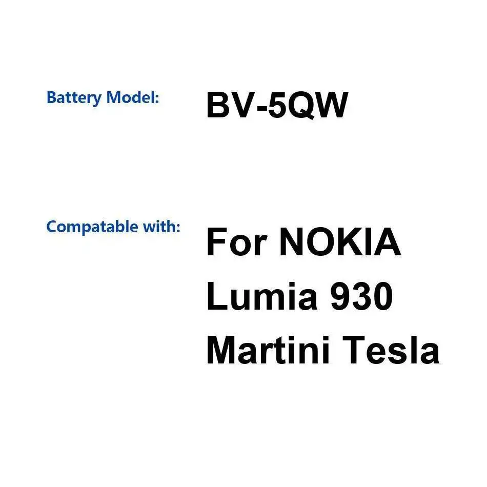 

2420Mah Mobile Phone Battery Reliable Power For Nokia Lumia 930 Martini Tesla Safe BV-5QW