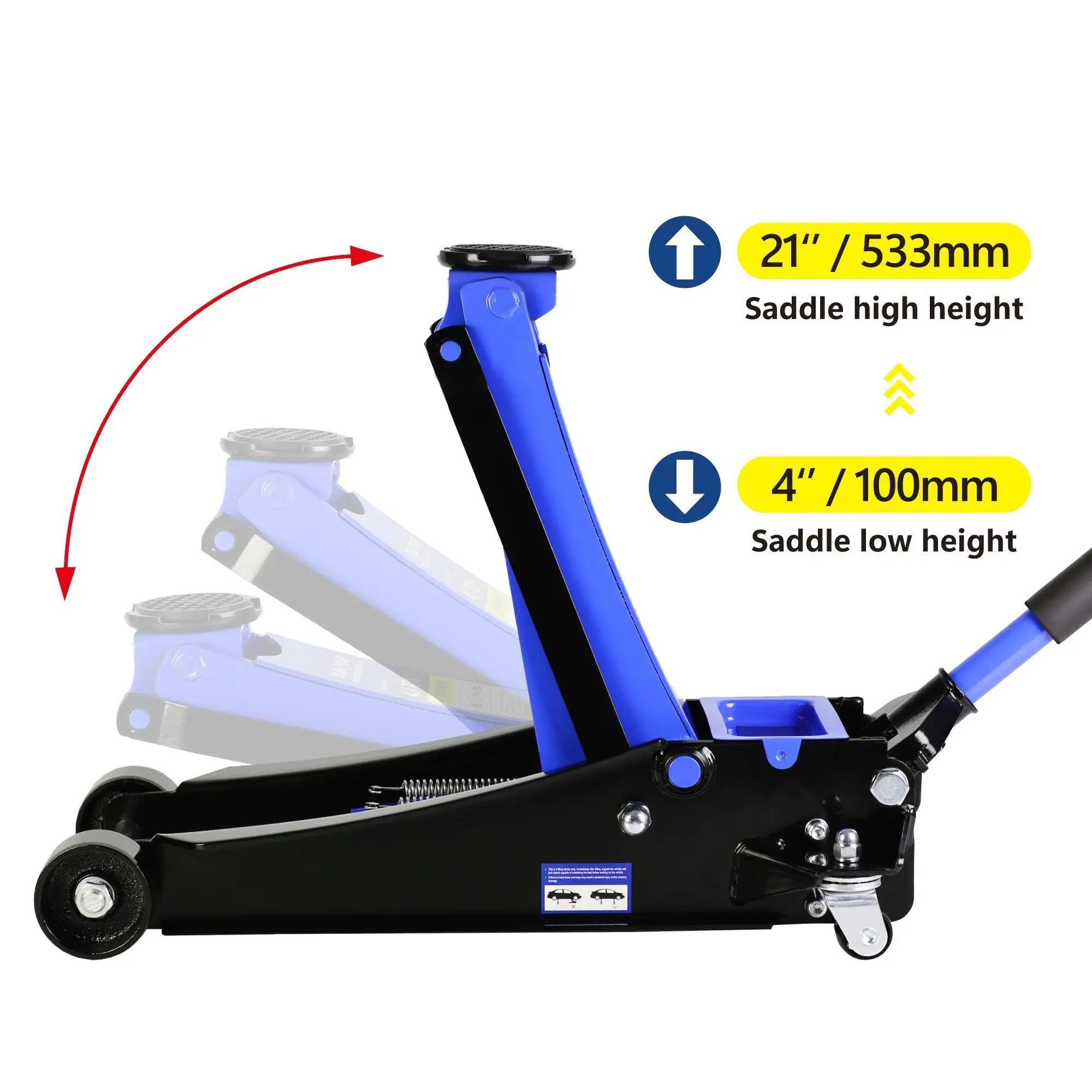 4 Ton Low Profile Floor Jack, Heavy-Duty Steel Jack, Dual Piston Quick Lift,  4-21 - Durable & Efficient