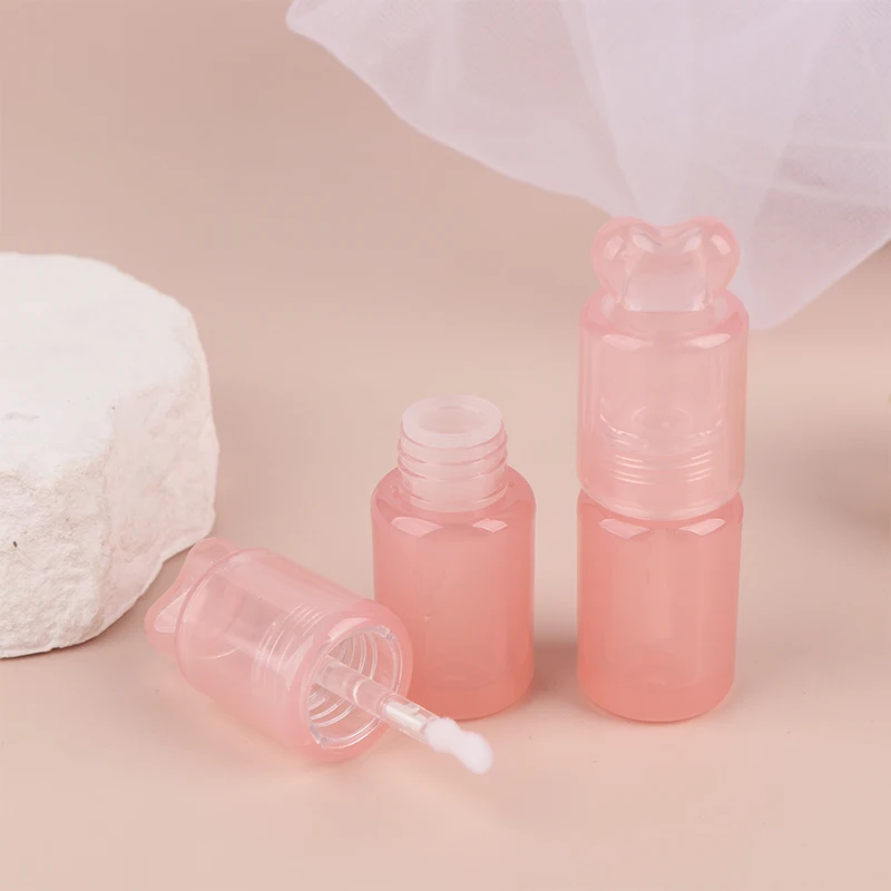 1 個 3.5 ミリリットル空のリップグロスチューブプラスチック詰め替えボトル液体口紅容器ピンクピーチハートカバーリップグロスボトル