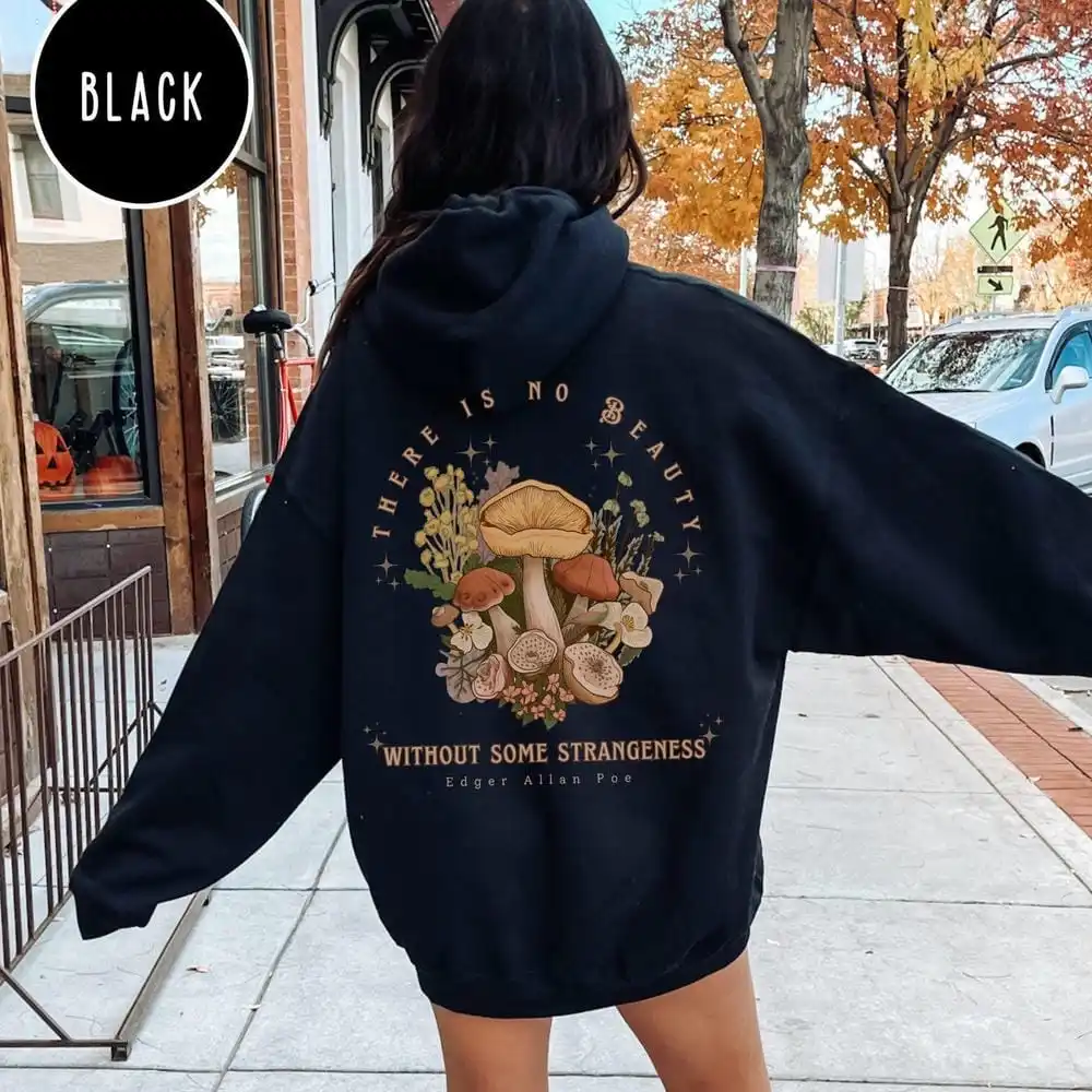 Edgar Allan Poe Hoodie Damen Lesen Bibliothekar Sweatshirt Dark Academia Geschenk Trendy Gemütlich Lässig Bequeme Bekleidung Design Tops