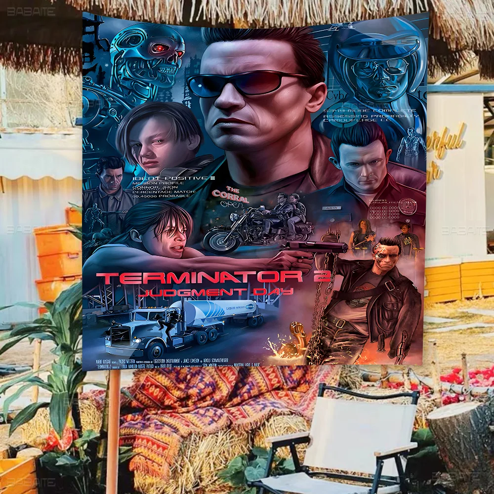 80s Movie TV The Terminator Small Size Cheerleading Banner Hand Pulled Flag Outdoor Atmosphere Flags