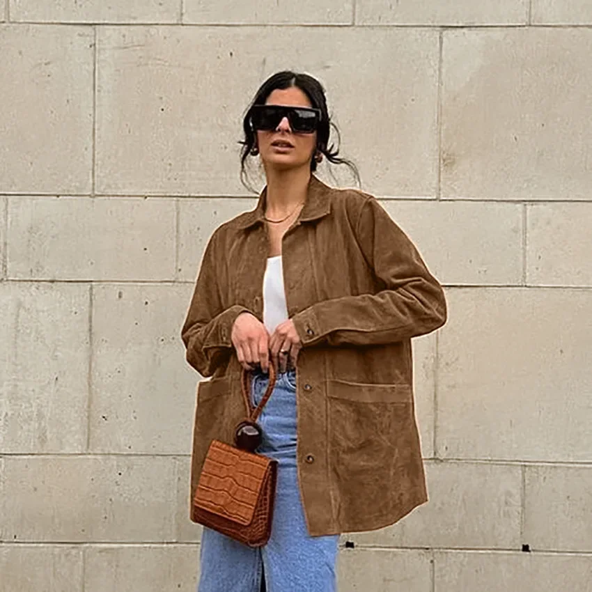 

Весенние женские блейзеры с отложным воротником, повседневные свободные пальто с длинными рукавами, классические элегантные однобортные куртки с элементами комбинированного дизайна