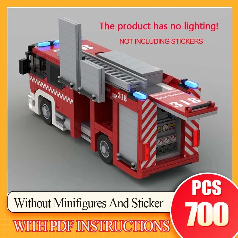 MOC Building Bricks CP28L Fire Engine Modular City Service Car Model Technology Gifts Holiday Assemble Children Toys Suit