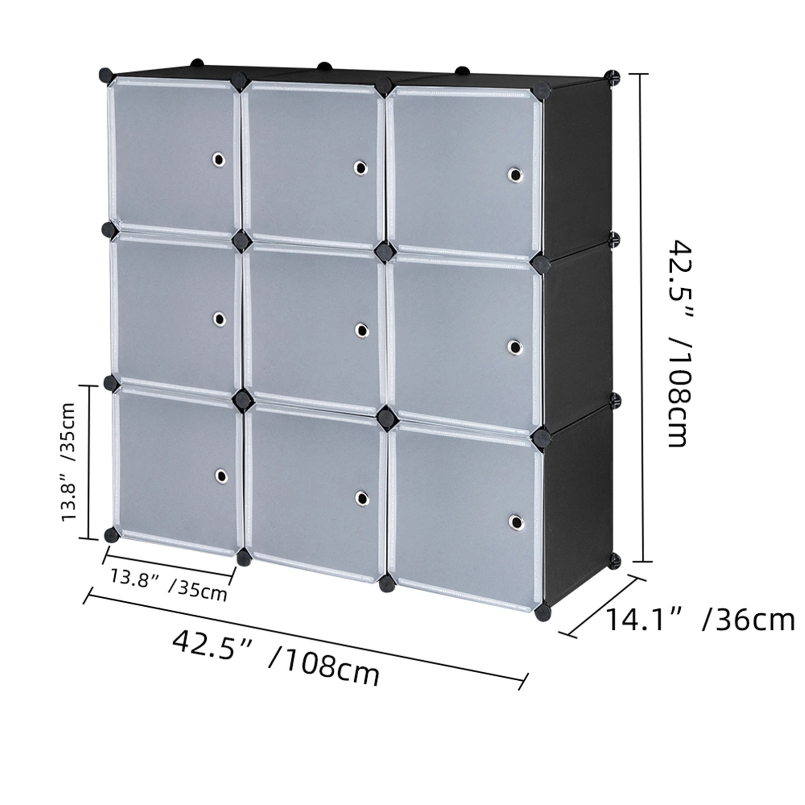 9-Cube DIY Armário Plástico Closet, Modular Livro Prateleira Organizador Unidades, Prateleiras De Armazenamento com Portas