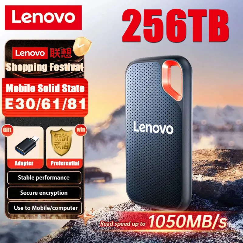 Lenovo-高速ポータブルSSD,1テラバイト,2テラバイト,ソリッドステートドライブ,USB 3.1,ラップトップ用,Mac,新品