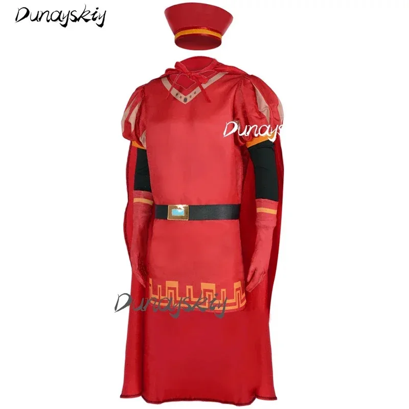 

Wiwiwi 123Lord Farquaad Косплей Костюм Комплект Парик Шляпа Средневековый Рыцарь Одежда Красная Накидка Плащ Черные Волосы Ролевая Игра Костюмированный Наряд