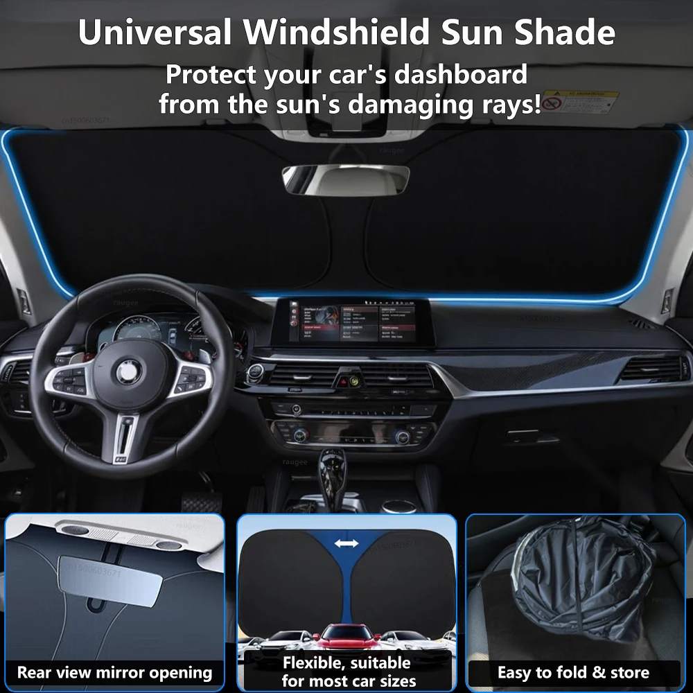 Car Sunshade Foldable Summer Supplies Car Sunshade Front Windshield Sunscreen Thermal Insulation Telescopic Folding Car Sunshade