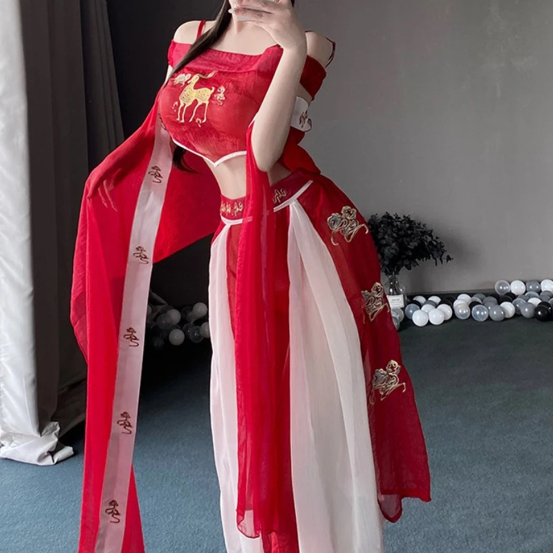 Vrouwen Lingerie Exotische Sets Nachtkleding Republiek China Hanfu Chinese Cheongsam Buikband Rok Jurk Cosplay Rollenspel Uniform