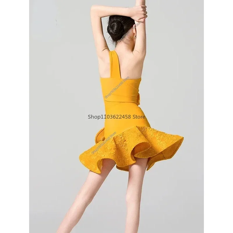 전문 경쟁 탱고 삼바 라틴 댄스 의상 소녀 어린이 차차 룸바 볼룸 댄스 복장 어린이 성능 정장