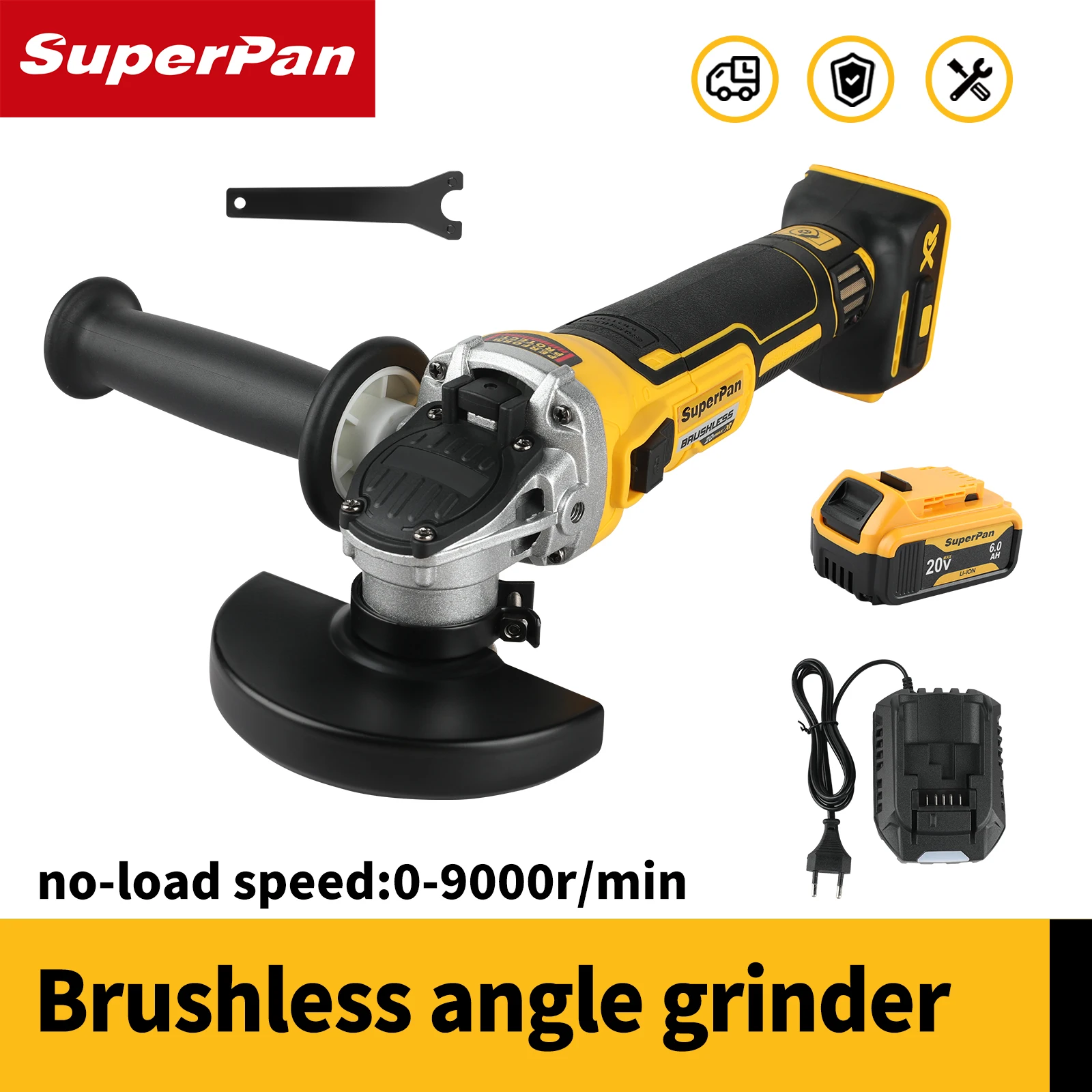 

SUPERPAN DCG405 18V Brushless Cutting Tool – 125mm Flat Head Angle Grinder Bare Machine
