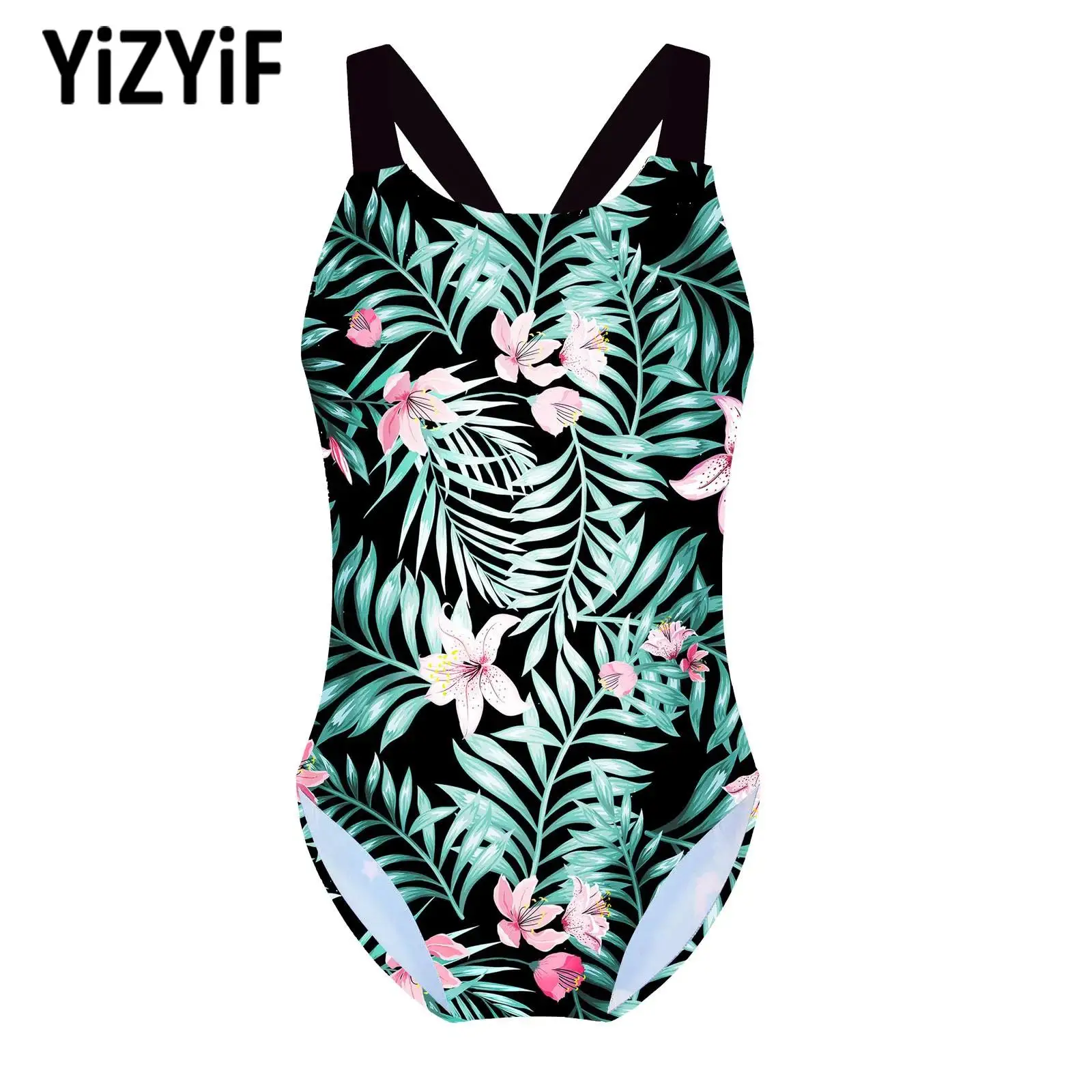 4-16Y Sleeveless One-Piece Swimsuit for Little and Big Girls with Cartoon Pattern Printing Swimwear Children Bathing Beach Wear