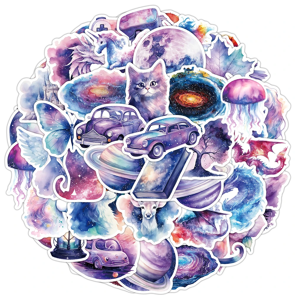 

10/30/50pcs Fantasy Colorful Starry Sky Aesthetic Stickers Cartoon Creative Pattern Decals DIY Laptop Phone Luggage Sticker Pack