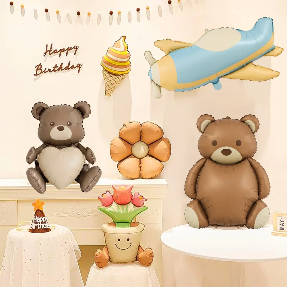 

Cartoon Bear Aluminium Foil Balloons for Birthday Party Graduation Ceremony Activity Decor Matte Airplane Helium Mylar Balloon