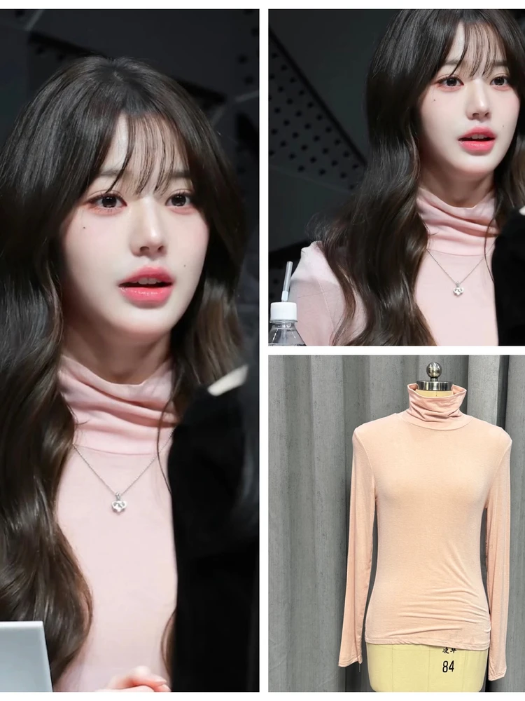 

Новый осенне-зимний топ с высоким воротником и длинным рукавом, розовый, от Uin Zhang, 25 лет, коллекция Sle f