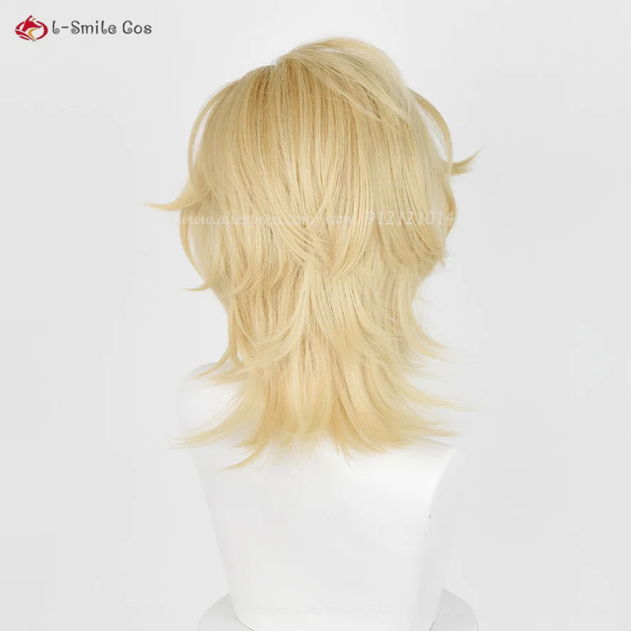 Parrucca Anime Cosplay avventurina di alta qualità 40cm costumi dorati corti parrucche capelli sintetici resistenti al calore parrucche per feste di Halloween