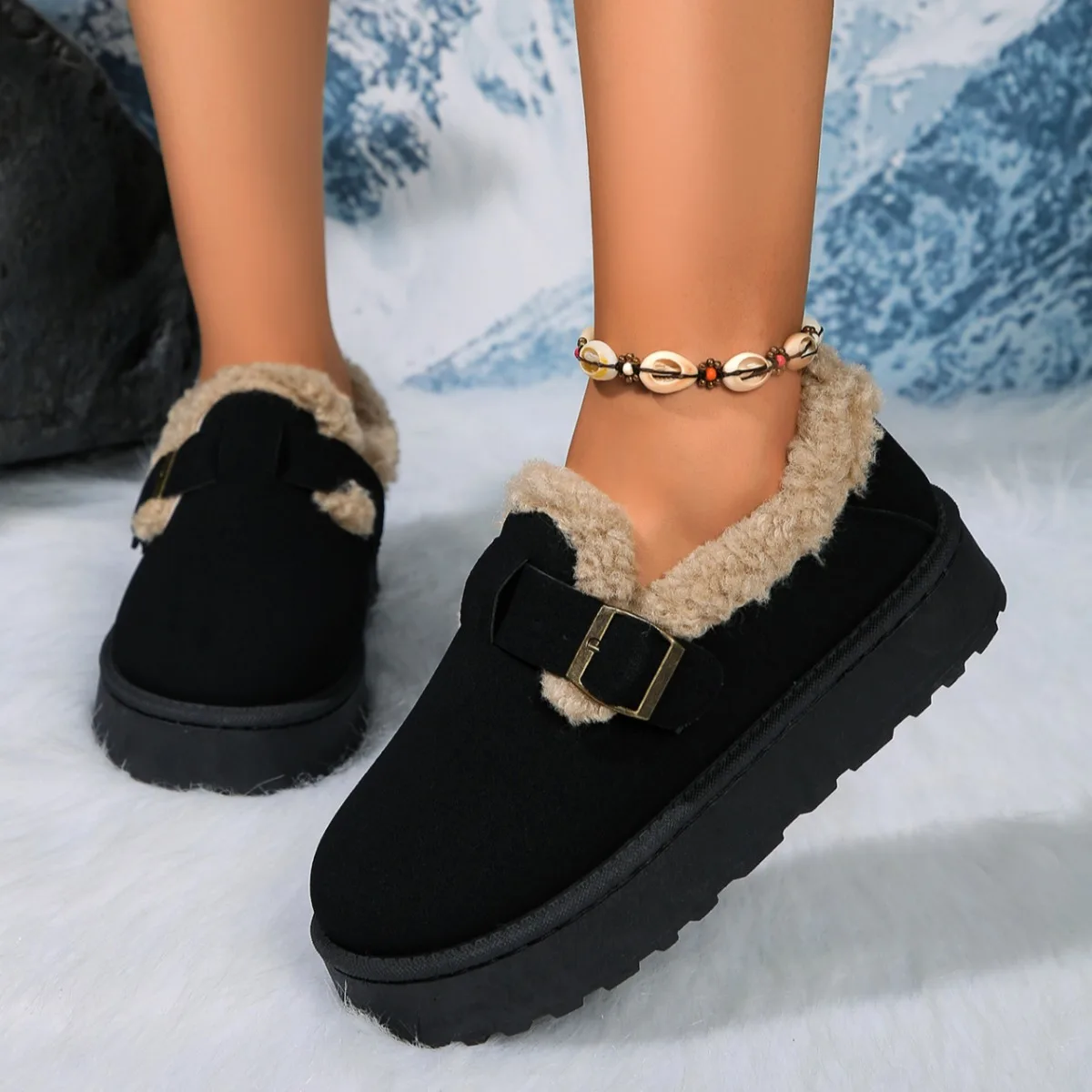 Scarpe basse da donna stivali da neve piattaforma Casual accoglienti scarpe da passeggio calde 2024 nuova moda inverno corto peluche moda Goth stivali vestito