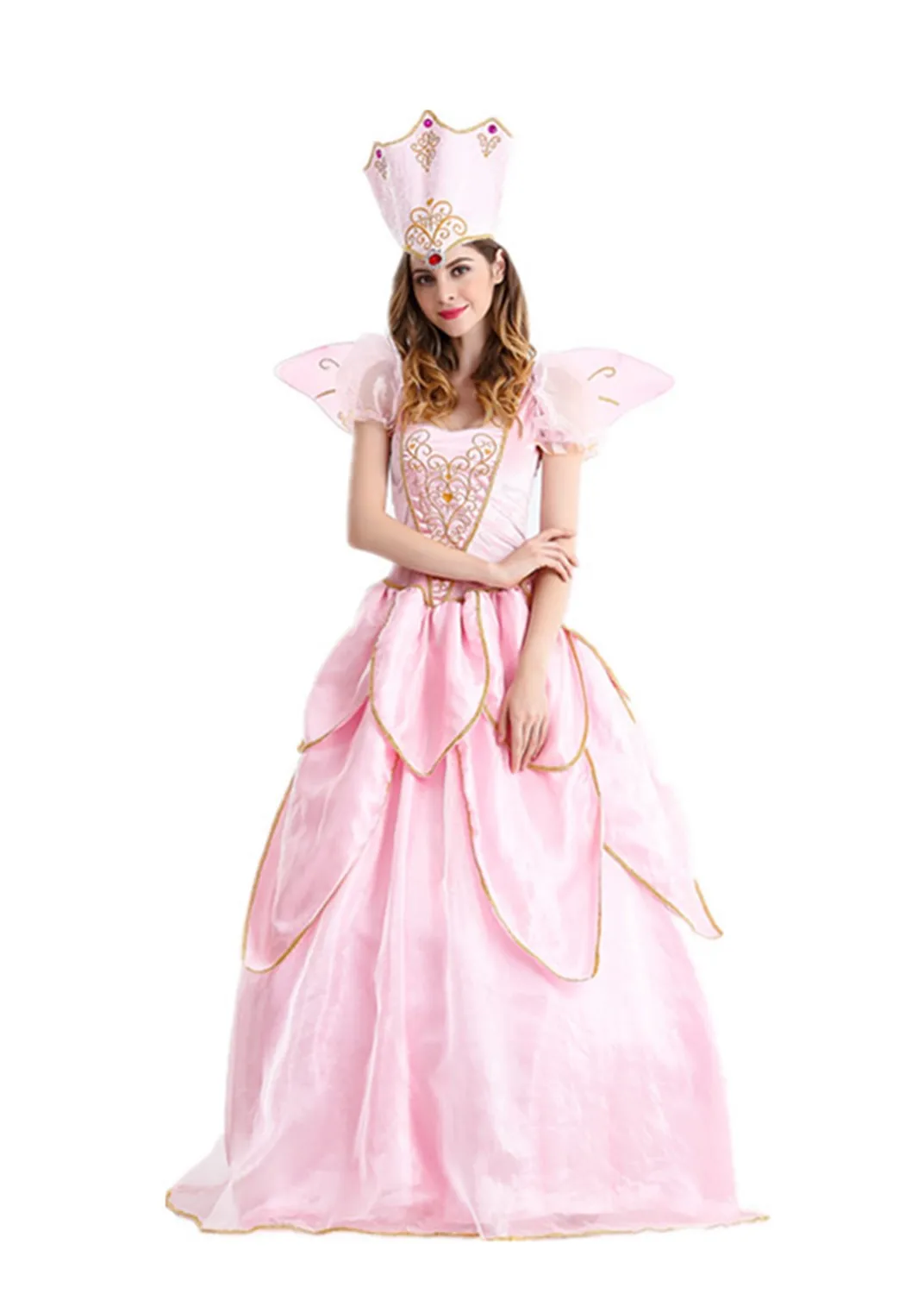 Deluxe Fairy Tale Beauty Cinderella Pink Princess Costume Halloween Carnival Party Faery Queen Cosplay Dress