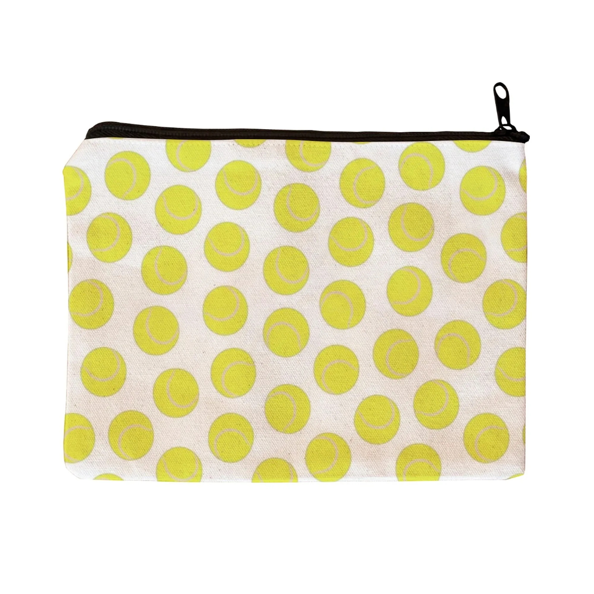 

Yellow Tennis - Print Canvas Makeup Bag Sporty - Themed Cosmetic Organizer with Zippered Design Ideal for Outdoors & Travel Use