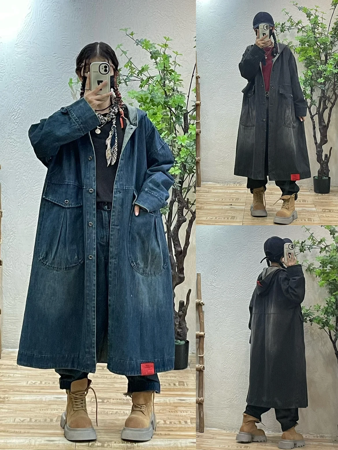 

Ретро джинсовая куртка в стиле пэчворк с цветными вставками, женская, свободного кроя, с длинными рукавами, весна-осень, повседневная, средней длины, в корейском стиле, больших размеров