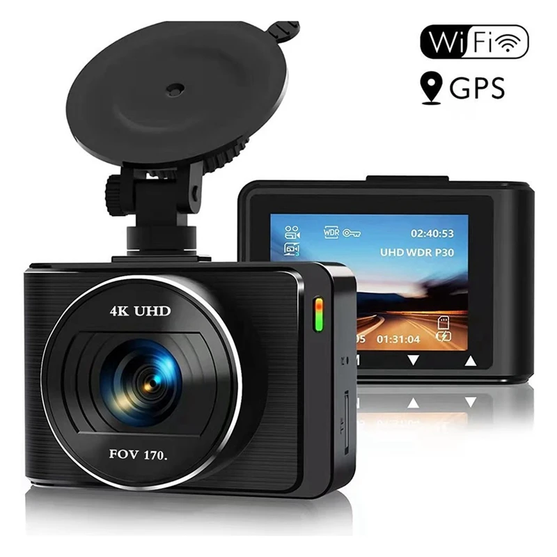 Car Dash Camera, 4K 1080P Dash Cam Front Rear Wifi Recorder Camera For Cars With App Control, G-Sensor, Loop Recording