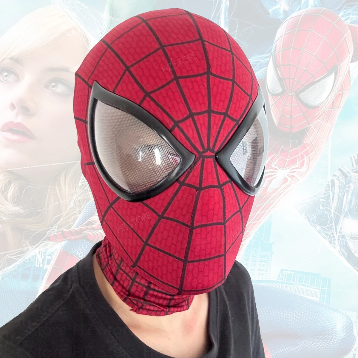 페이스 쉘이있는 스파이더 맨 마스크 1:1 3D 수제 스파이더 맨 디지털 인쇄 버전 할로윈 코스프레 의상 Cos 마스크 복제