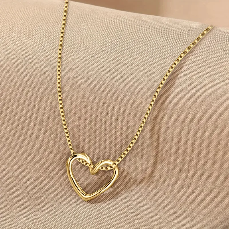 925 Sterling Silver Heart Pendant Necklace Statement Love Necklace Women Daily Wear Fashion Versatile Jewelry
