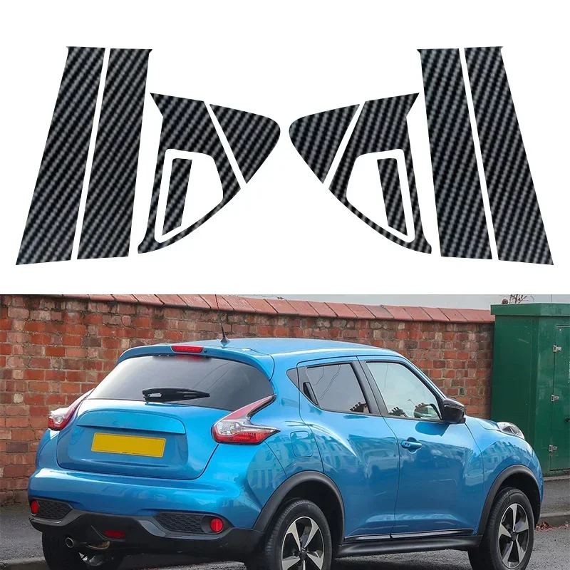 10Pcs Window Door Column BC Pillar Post Cover MouldingTrim Decal Carbon Fiber Look For Nissan Juke 2011-2013 2014 2015 2016 2017