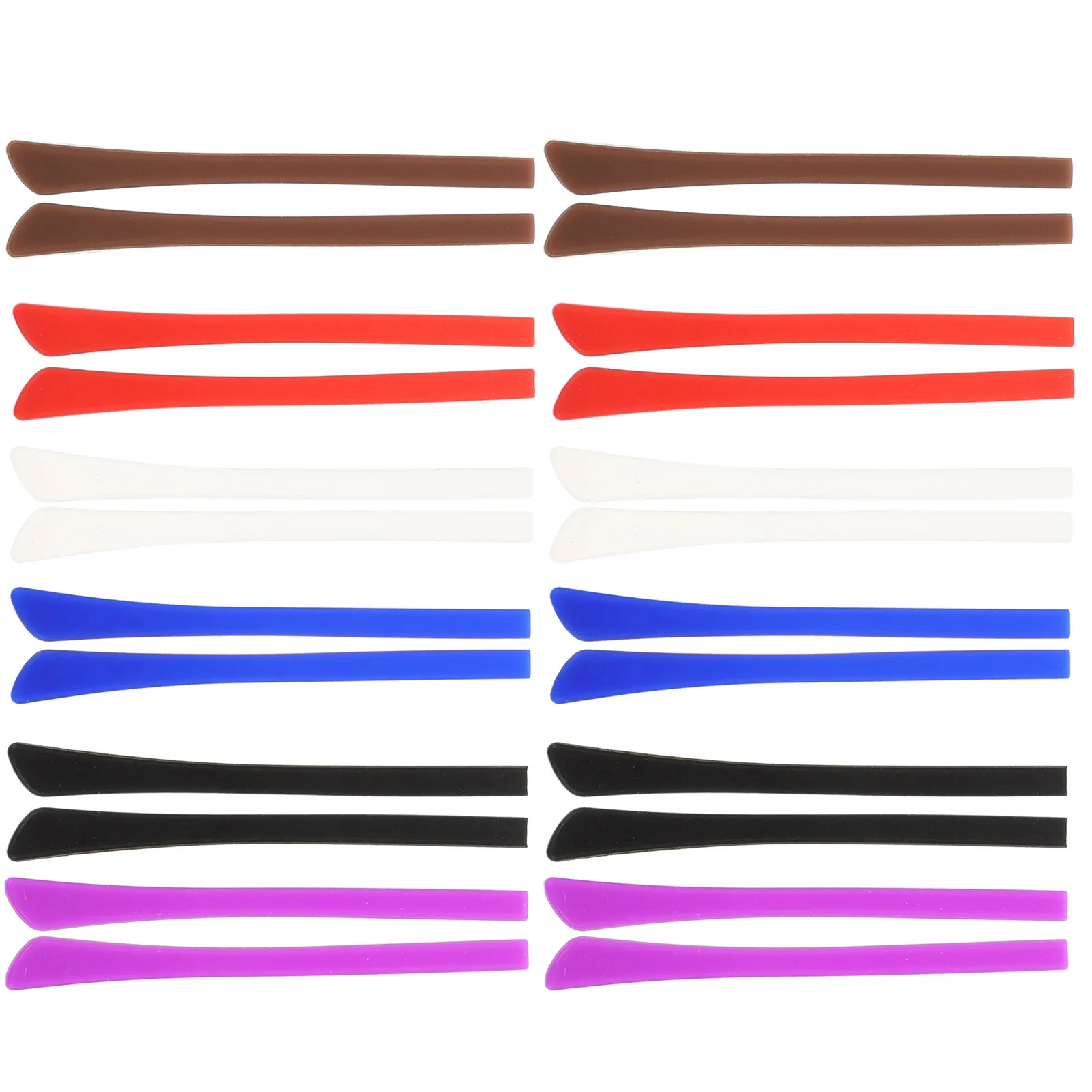 

12 Pairs Eyeglass Temple Tips Silicone Ear Cushions Retainers Non Slip Spectacle Leg Covers Blue Red Purple Black Coffee Each 2
