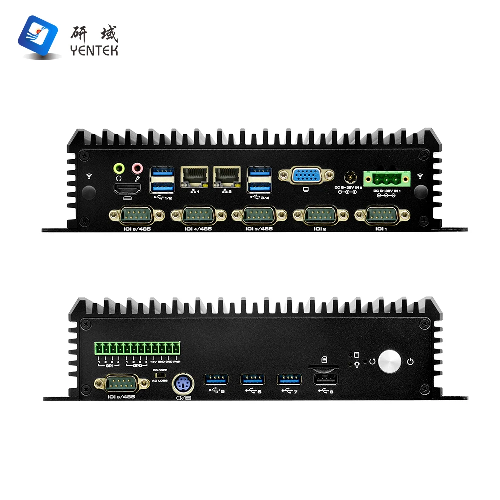 Fanless Industrial PC 6 RS232 COM GPIO  Core I3 I5 I7 Embedded Mini PC Dual  I226 LAN 3-Year Warranty