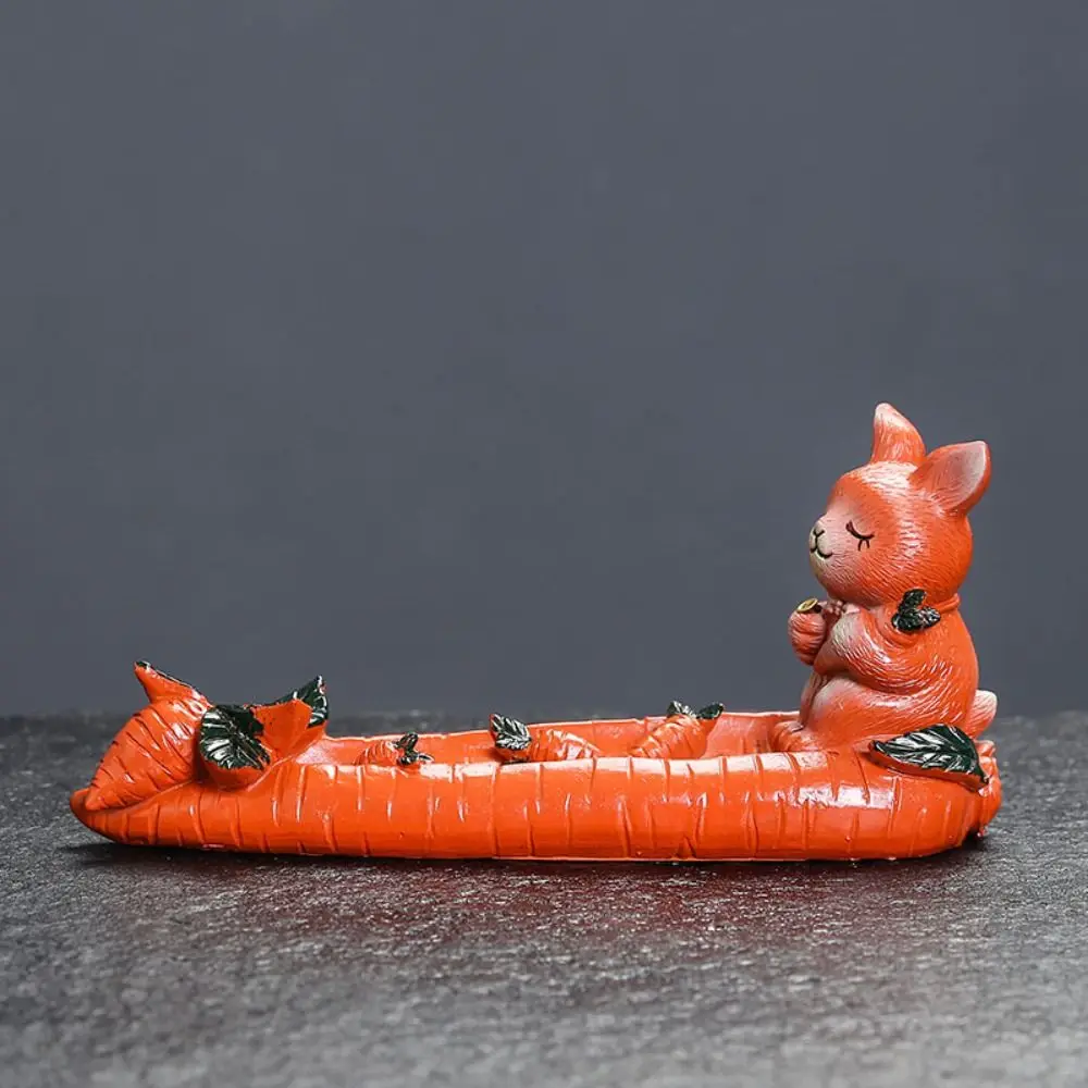 

Creative Resin Rabbit Incense Burner Carrot Traditional Aromatherapy Base Chinese Style Cartoon Tea Table Oraments