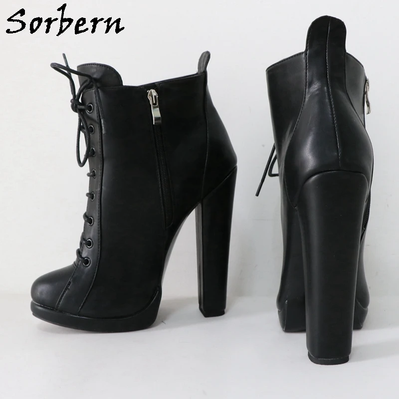 Sorbern 16cm High Arch Ankle Boots Small Size Unisex Round Toe Visible Platform Shoes Side Zipper Big Size  EU33-48 Custom Color