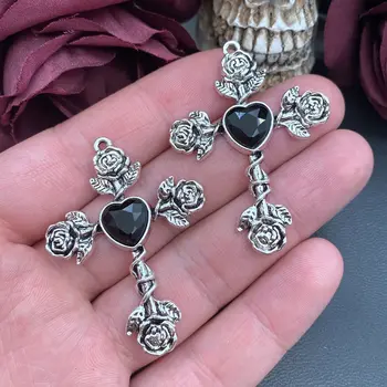 4個哥德式玫瑰十字架水晶寶石吊墜,彩色十字架吊墜,設計師款飾品,DIY飾品配件 8 最佳銷售 寶石飾品 - №3