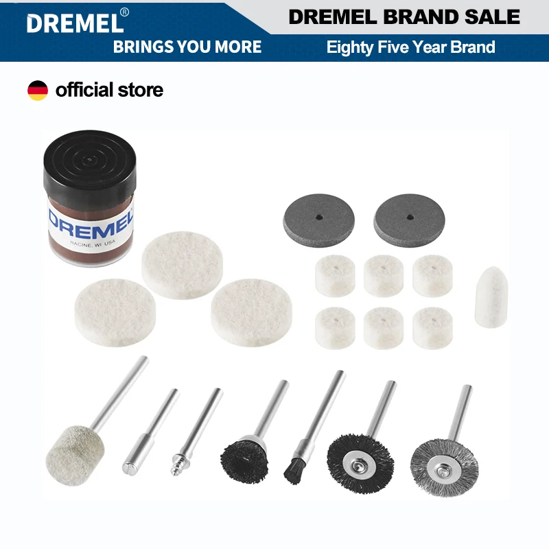 Dremel 684 20-Piece Cleaning And Polishing Rotary Multi Tool Accessory Kit With Case Packing Includes Buffing Wheels Polishing