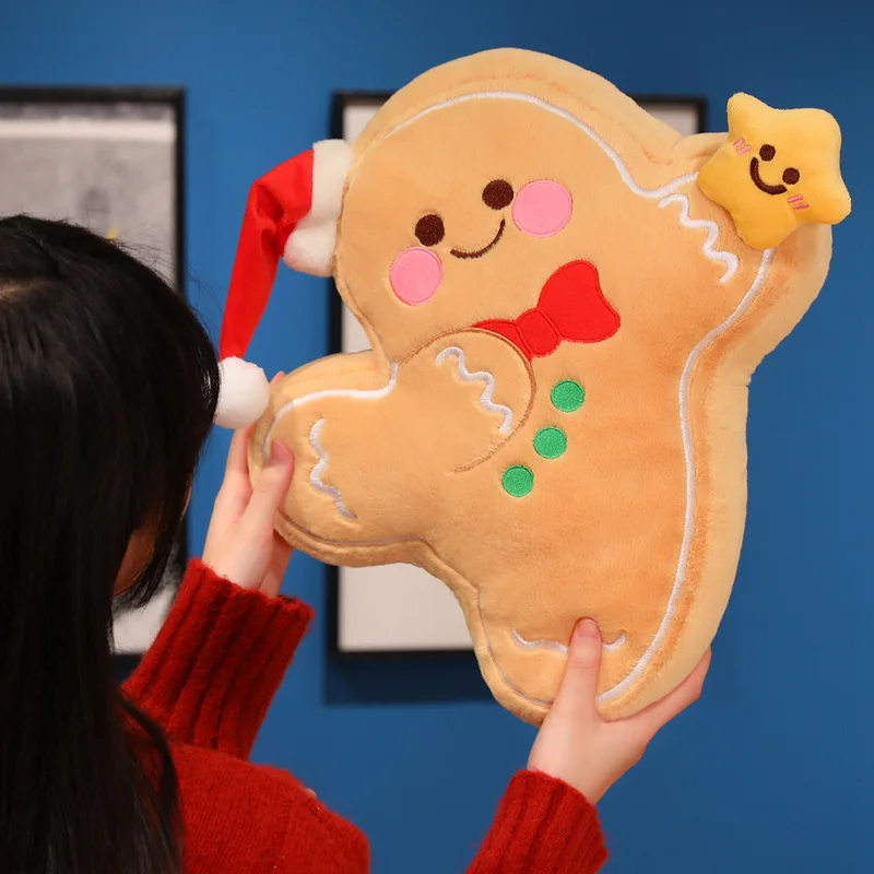 Hot Star Wish Gingerbread Man Plush Kawaii Sweet Doll Christmas Biscuit Lovely Toy Pillow Cushion Soft Gift For Kids Friend