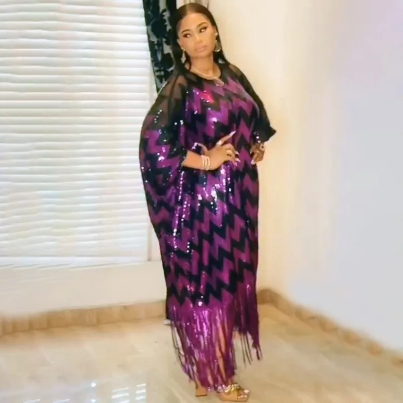 

2023 Fashionable African Dresses for Women Plus Dashiki Ankara Sequin Outfit Gown Kaftan Muslim Wedding Party Long Maxi Clothes