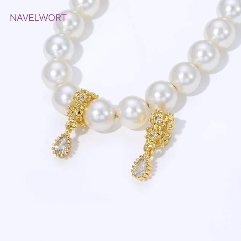 18K Gold Plated Brass Bails Pendants For Necklaces Accessories,Inlaid Zircon Water Drop Charms,DIY Jewelry Making Supplies view 3