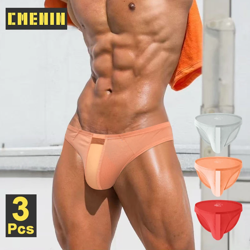 

CMENIN 3Pcs Breathable Modal Men Underwear Transparent Mesh Men's Panties Sissy Bikini Underpants Sexy Gay Men's Jockstrap Brief