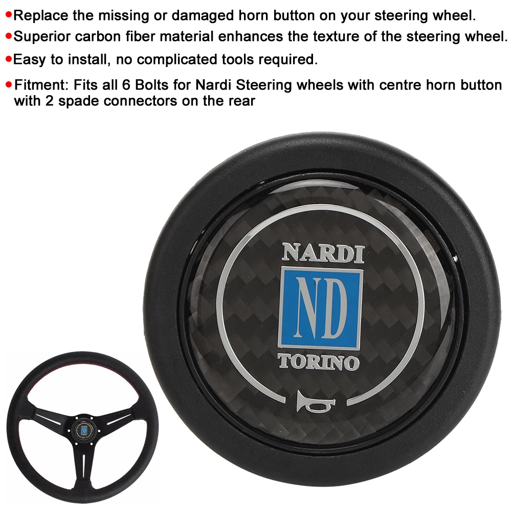 Carbon Fiber Horn Push Button Kit for 6 Bolts for Nardi Steering Wheel Car Modified Accessory