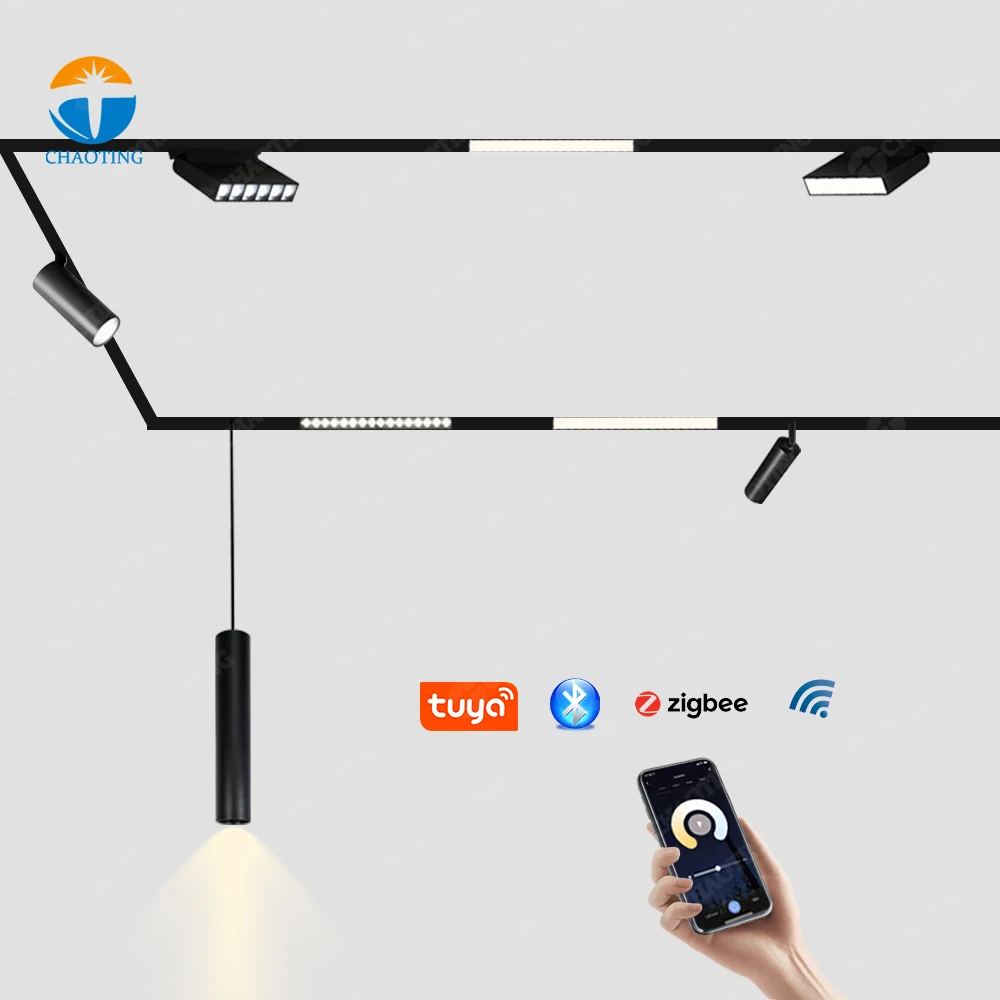 Magnetic Wall Washer Lighting 48v Magnet Rail System 7W Ball Pendant Focust Lights Magnetic Linear Track Spot Grille Light